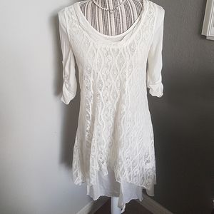 Monoreno white layerd lace cotton silk dress